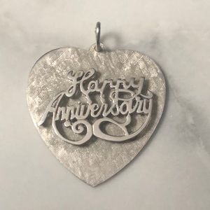 Happy anniversary sterling‎ silver heart shaped vintage pendant
